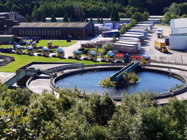 Aerial shot of a wastewater treatment facility